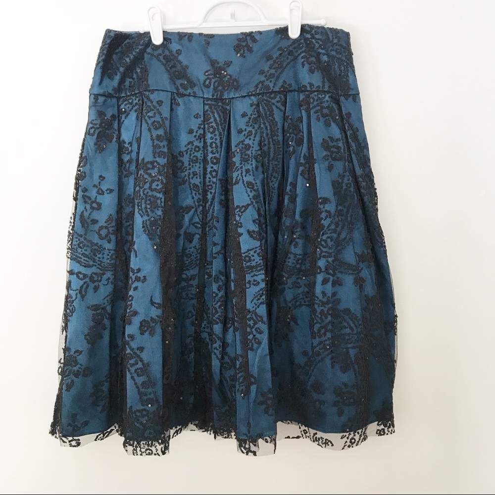 Adrianna Papell Blue Beaded Evening Wear Skirt
